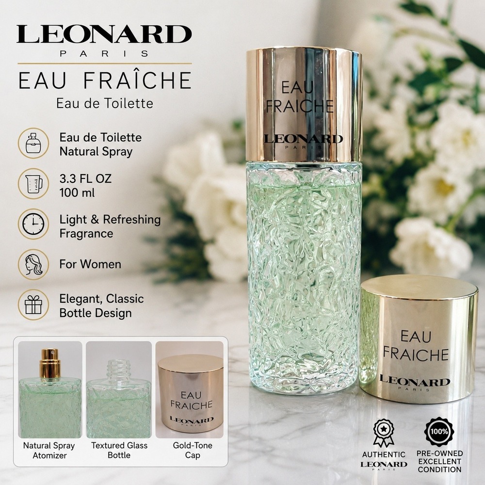 Leonard Paris Eau Fraiche Fragrance Vintage Textured Glass Spray Bottle 4.5"